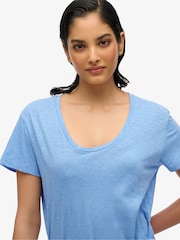 Superdry Blue Slub Midi Wrap Dress - Image 5 of 7