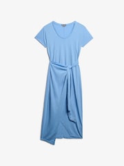 Superdry Blue Slub Midi Wrap Dress - Image 6 of 7