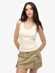 Superdry White Vintage Lace Trim 100% Cotton Vest - Image 1 of 6