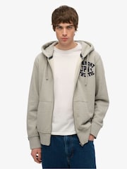 Superdry Grey 100% Cotton Vintage Athletic Zip Hoodie - Image 1 of 5