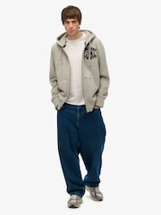 Superdry Grey 100% Cotton Vintage Athletic Zip Hoodie - Image 3 of 5