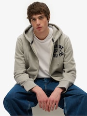Superdry Grey 100% Cotton Vintage Athletic Zip Hoodie - Image 4 of 5