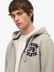 Superdry Grey 100% Cotton Vintage Athletic Zip Hoodie - Image 5 of 5