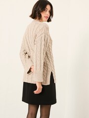 FatFace Maeve Natural Cable Knitted Sparkle Jumper - Image 2 of 6