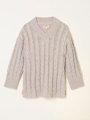 FatFace Maeve Natural Cable Knitted Sparkle Jumper - Image 5 of 6