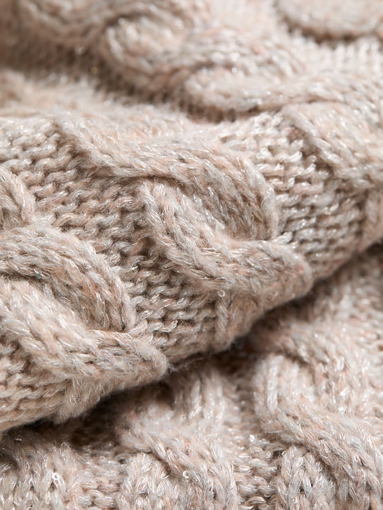FatFace Maeve Natural Cable Knitted Sparkle Jumper - Image 6 of 6 FatFace Maeve Natural Cable Knitted Sparkle Jumper - Image 6 of 6