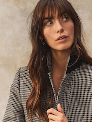 Brown Dogtooth Checked Single Breasted Blazer - Image 5 of 8
