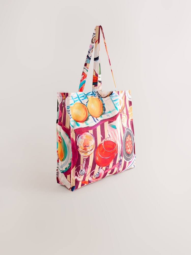 Stripe Restaurant Table 100% Cotton Shopper Bag - Image 1 of 5