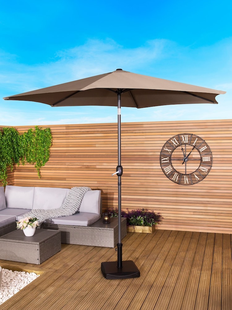 Charles Bentley Taupe Stylish Garden Parasol with Crank - Image 1 of 5 Charles Bentley Taupe Stylish Garden Parasol with Crank - Image 1 of 5