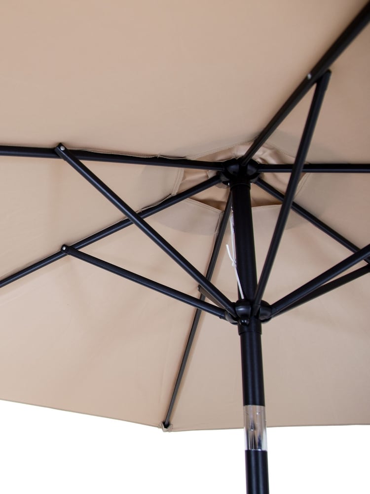 Charles Bentley Taupe Stylish Garden Parasol with Crank - Image 5 of 5 Charles Bentley Taupe Stylish Garden Parasol with Crank - Image 5 of 5