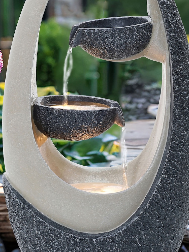 Charles Bentley Grey 2 Tier Cascading Oval Garden Water Feature Bowl - Image 2 of 6 Charles Bentley Grey 2 Tier Cascading Oval Garden Water Feature Bowl - Image 2 of 6