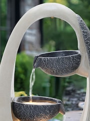 Charles Bentley Grey 2 Tier Cascading Oval Garden Water Feature Bowl - Image 3 of 6