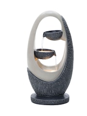 Charles Bentley Grey 2 Tier Cascading Oval Garden Water Feature Bowl - Image 5 of 6