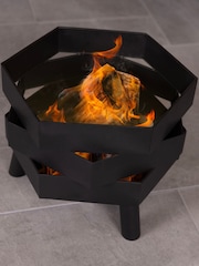 Charles Bentley Black Abstract Design Steel Garden Fire Pit - Image 2 of 6