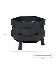 Charles Bentley Black Abstract Design Steel Garden Fire Pit - Image 4 of 6