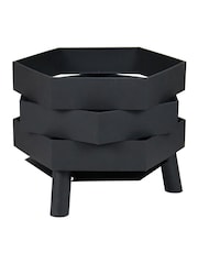 Charles Bentley Black Abstract Design Steel Garden Fire Pit - Image 5 of 6