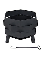 Charles Bentley Black Abstract Design Steel Garden Fire Pit - Image 6 of 6