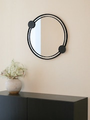 Charles Bentley Black Warsaw Round Garden Mirror With Dots Design - Image 3 of 6