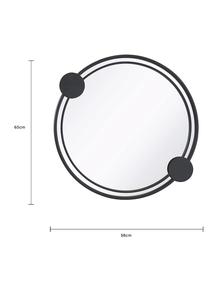Charles Bentley Black Warsaw Round Garden Mirror With Dots Design - Image 6 of 6
