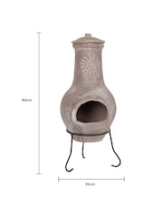 Charles Bentley Distressed Cream Finish Clay Garden Chiminea With Sun Design - Image 4 of 6