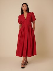 Nobodys Child Red Starlight Midaxi 100% Cotton Dress Plain - Image 1 of 6