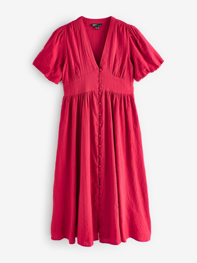 Nobodys Child Red Starlight Midaxi 100% Cotton Dress Plain - Image 6 of 6