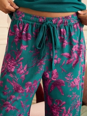 Love & Roses Green and Pink Floral Short Sleeve Printed Bottom Pyjamas Set - Image 3 of 5