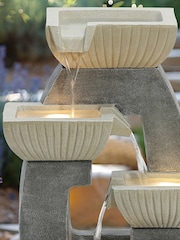 Charles Bentley Grey 4 Tier Ridged Cascading Garden Water Feature Bowl - Image 1 of 1