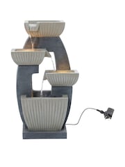 Charles Bentley Grey 4 Tier Ridged Cascading Garden Water Feature Bowl - Image 5 of 6