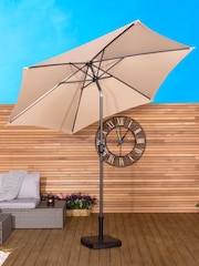 Charles Bentley Beige Stylish Garden Parasol with Crank - Image 2 of 5