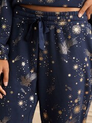 Love & Roses Navy Long Foil Detail Loungwear Bottoms - Image 2 of 4