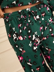 Love & Roses Forest Green Leopard Print Jersey Long Sleeve Pyjamas Set - Image 4 of 5