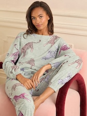 Love & Roses Grey Jersey Long Sleeve Pyjamas Set - Image 1 of 5
