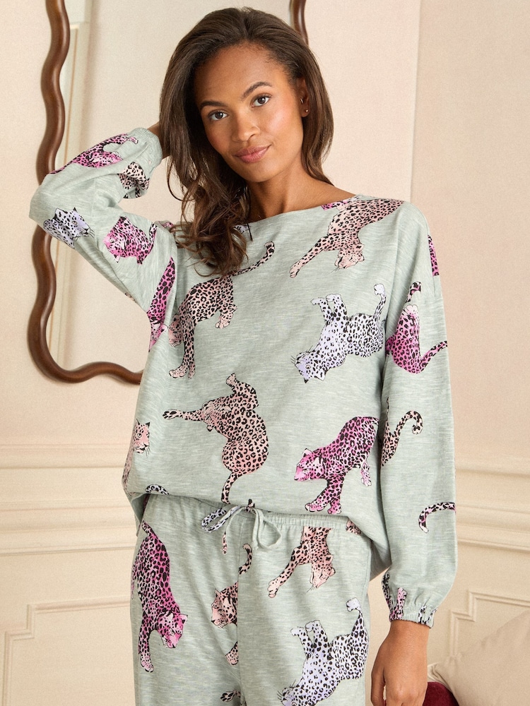 Love & Roses Grey Jersey Long Sleeve Pyjamas Set - Image 2 of 5
