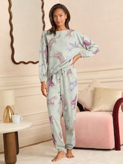 Love & Roses Grey Jersey Long Sleeve Pyjamas Set - Image 4 of 5