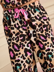 Love & Roses Brown Jersey Button Down Pyjamas Set - Image 3 of 5