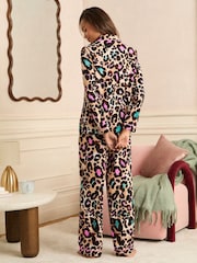 Love & Roses Brown Jersey Button Down Pyjamas Set - Image 5 of 5