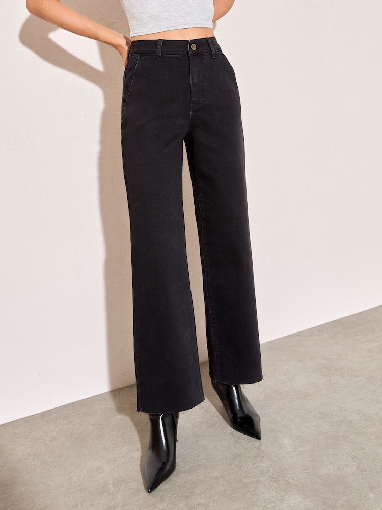 Friends Like These Washed Black Wide Leg Cropped Jeans - Image 2 of 5