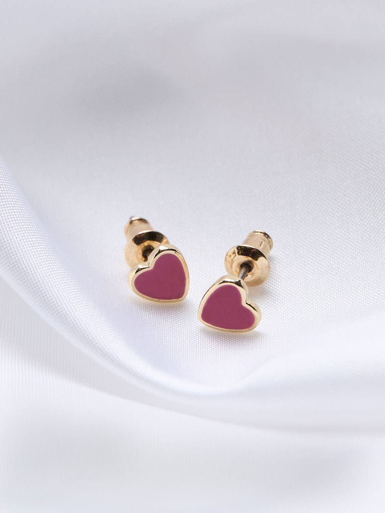 FatFace Gold Tone Heart Stud Earrings - Image 2 of 2