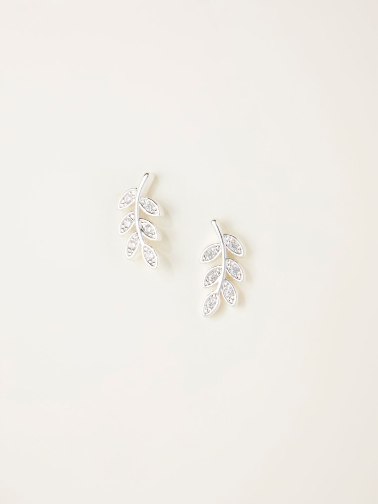 FatFace Silver Tone Leaf Stud Earrings - Image 1 of 2