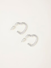 FatFace Silver Tone Heart Hoop Earrings - Image 1 of 2