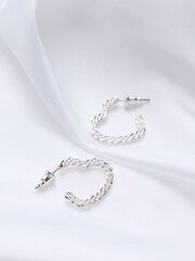 FatFace Silver Tone Heart Hoop Earrings - Image 2 of 2