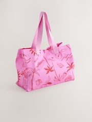 Pink/Red Print Reusable Canvas Bag - Image 5 of 7