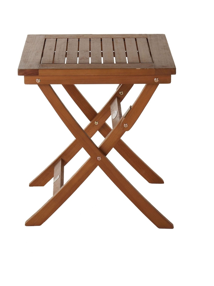 Charles Bentley Brown Small Eucalyptus Folding Garden Side Table - Image 2 of 5
