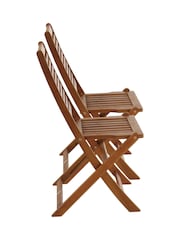 Charles Bentley Natural Wood 1 Pair of Acacia Wooden Foldable Garden Chairs - Image 6 of 6