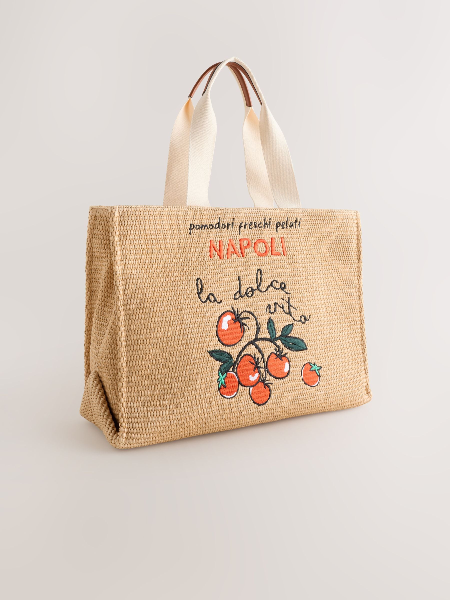 Buy Natural Raffia Effect Tomato Detail Tote Bag from Next USA Buy Natural Raffia Effect Tomato Detail Tote Bag from Next USA