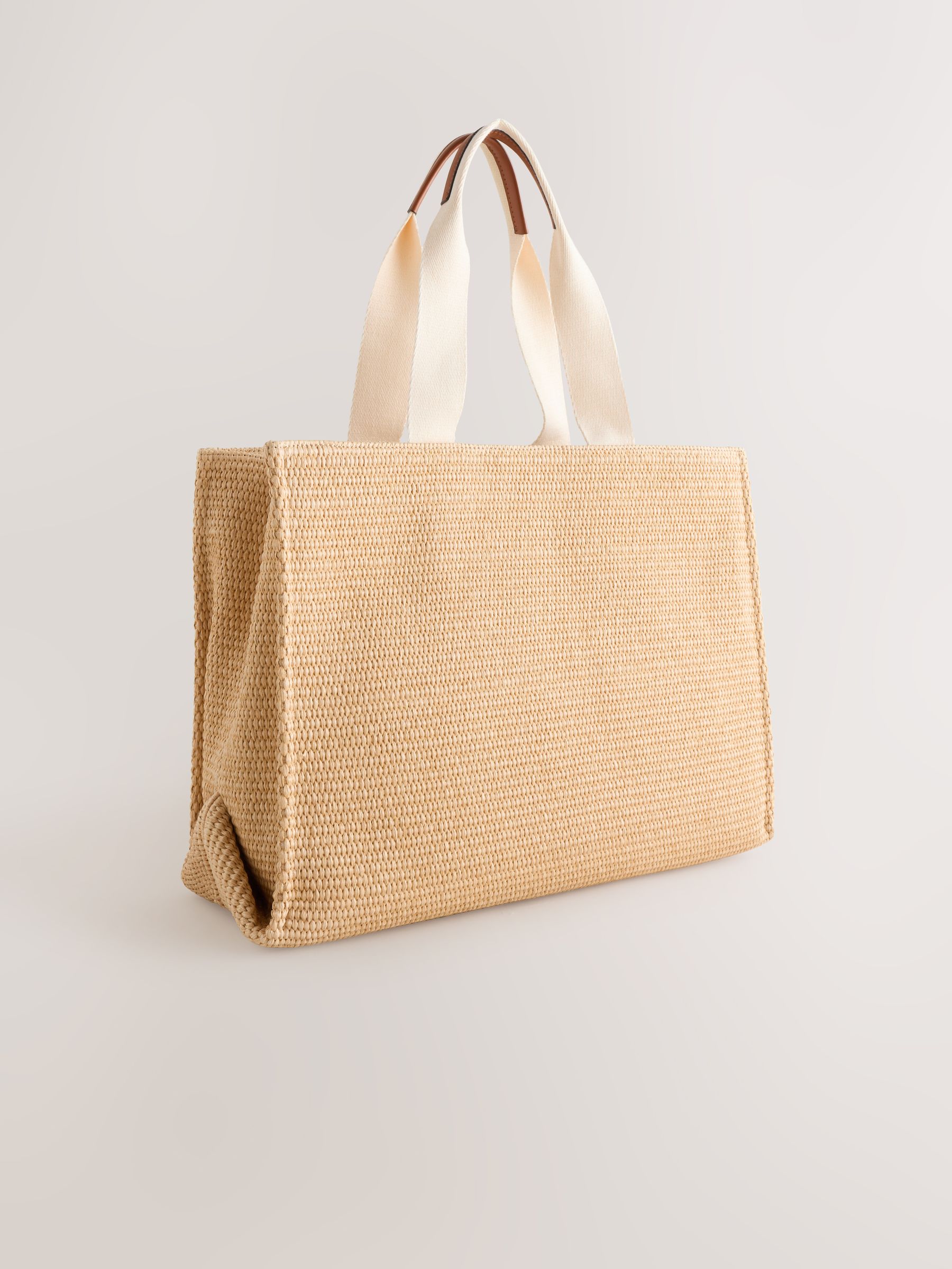 Buy Natural Raffia Effect Tomato Detail Tote Bag from Next USA