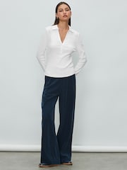 White Henley Long Sleeve Button Down Top - Image 3 of 8