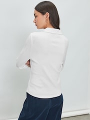 White Henley Long Sleeve Button Down Top - Image 4 of 8