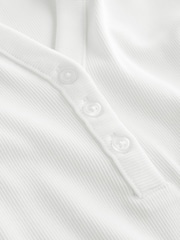 White Henley Long Sleeve Button Down Top - Image 7 of 8